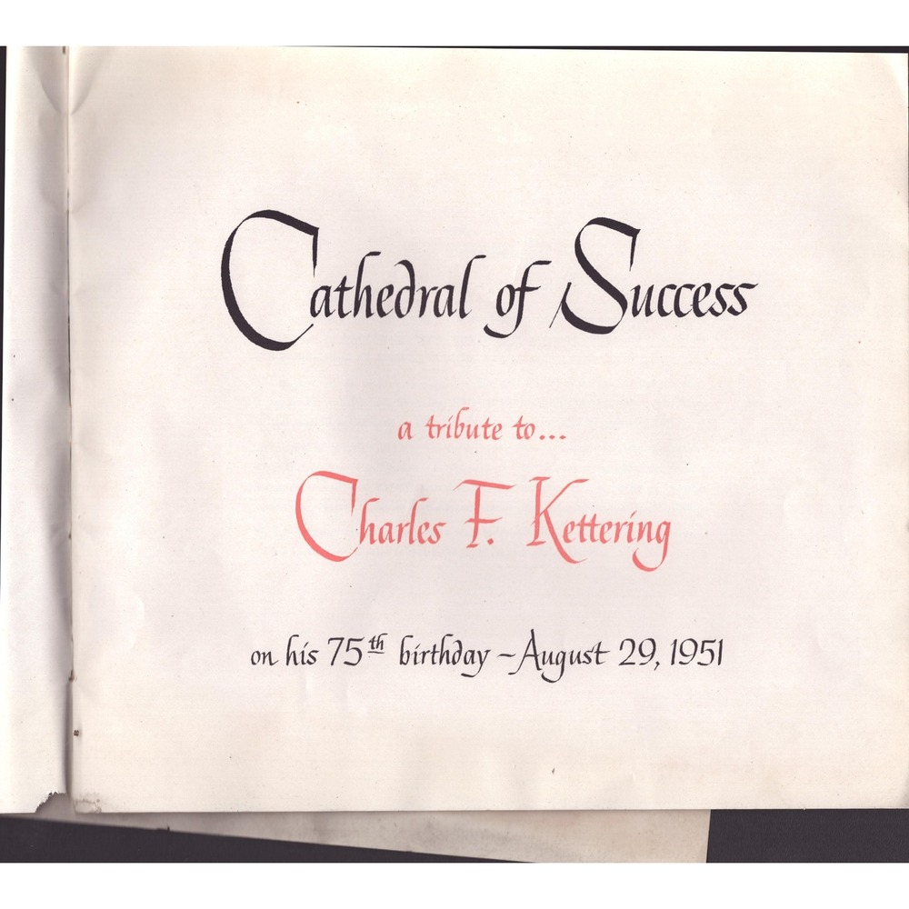 1951 Charles F Kettering 75th Birthday Dayton Ohio Booklet Cathedral of Success - Picture 3 of 3